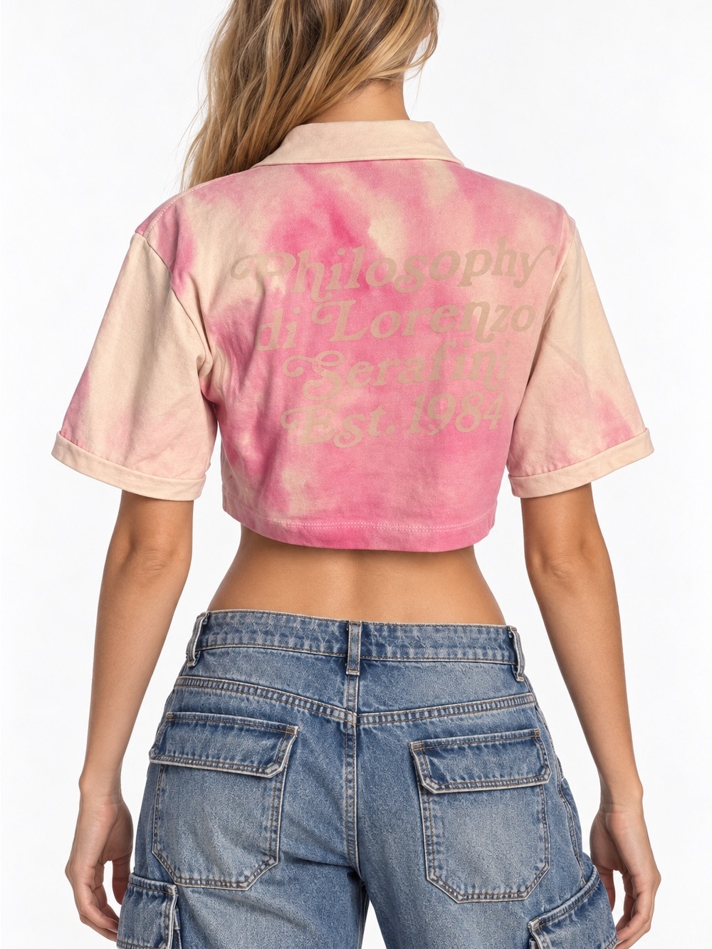 Philosophy di Lorenzo Serafini Pink Tie-Dye Polo Crop Top
